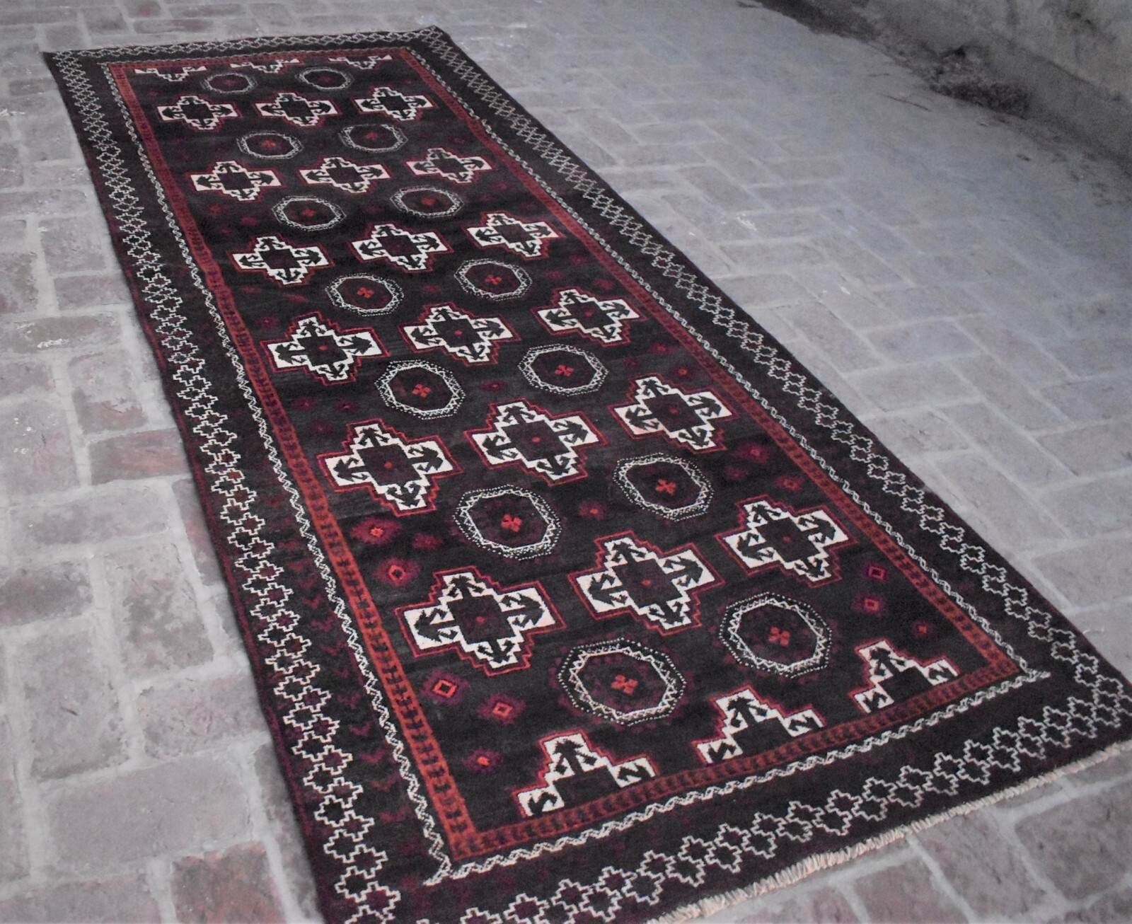 4'2 x 9'8 Hand Knotted Vintage Afghan Tribal 1970s Baluchi Persian Wool Area Rug gallery