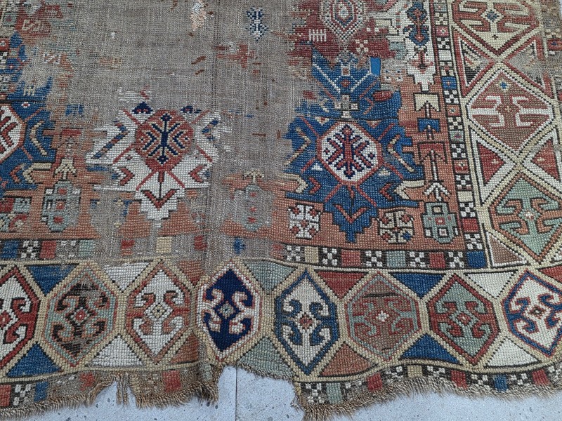 Antique Kuba Rug, Hand Knotted Azerbaijani, Old Tribal Carpet ,Geometric Rug gallery