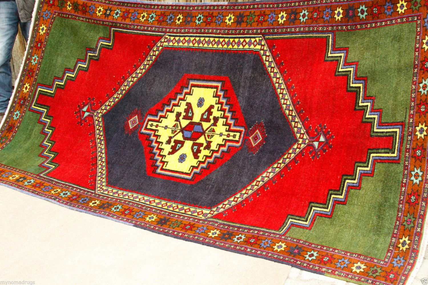 Large Cr1900-1939s Antique Multi-Colored Wool Pile Area Rug Turkey 5’2”x 9’3” gallery
