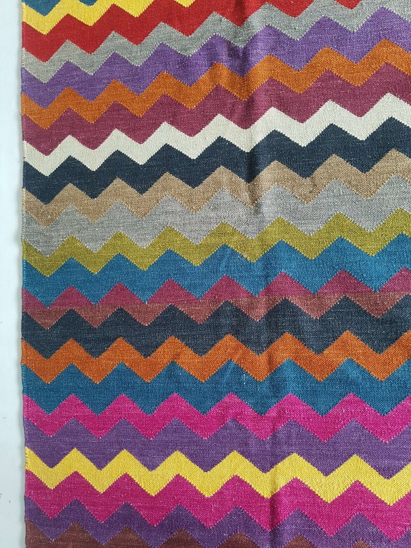 Vintage Handmade Traditional Geometric Multicolor Kilim Rug Carpet 186x135cm gallery