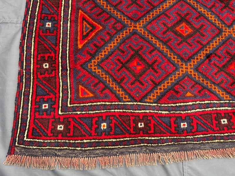 Afghan Baluchi Rug 5'3 x 8'8 ft - Handmade Boho Style Wool Red Tribal Carpet gallery