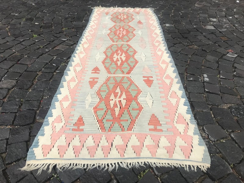2.8 x 8 Ft Turkish Vintage Kilim, Handmade Wool Kilim, Bohemian Kilim Runner Rug gallery