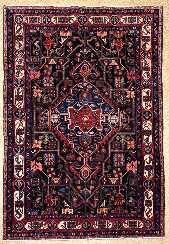 5x10 Tribal Nahavand Wool Hand Knotted Runner Rug Navy Blue Red Oriental Carpet gallery