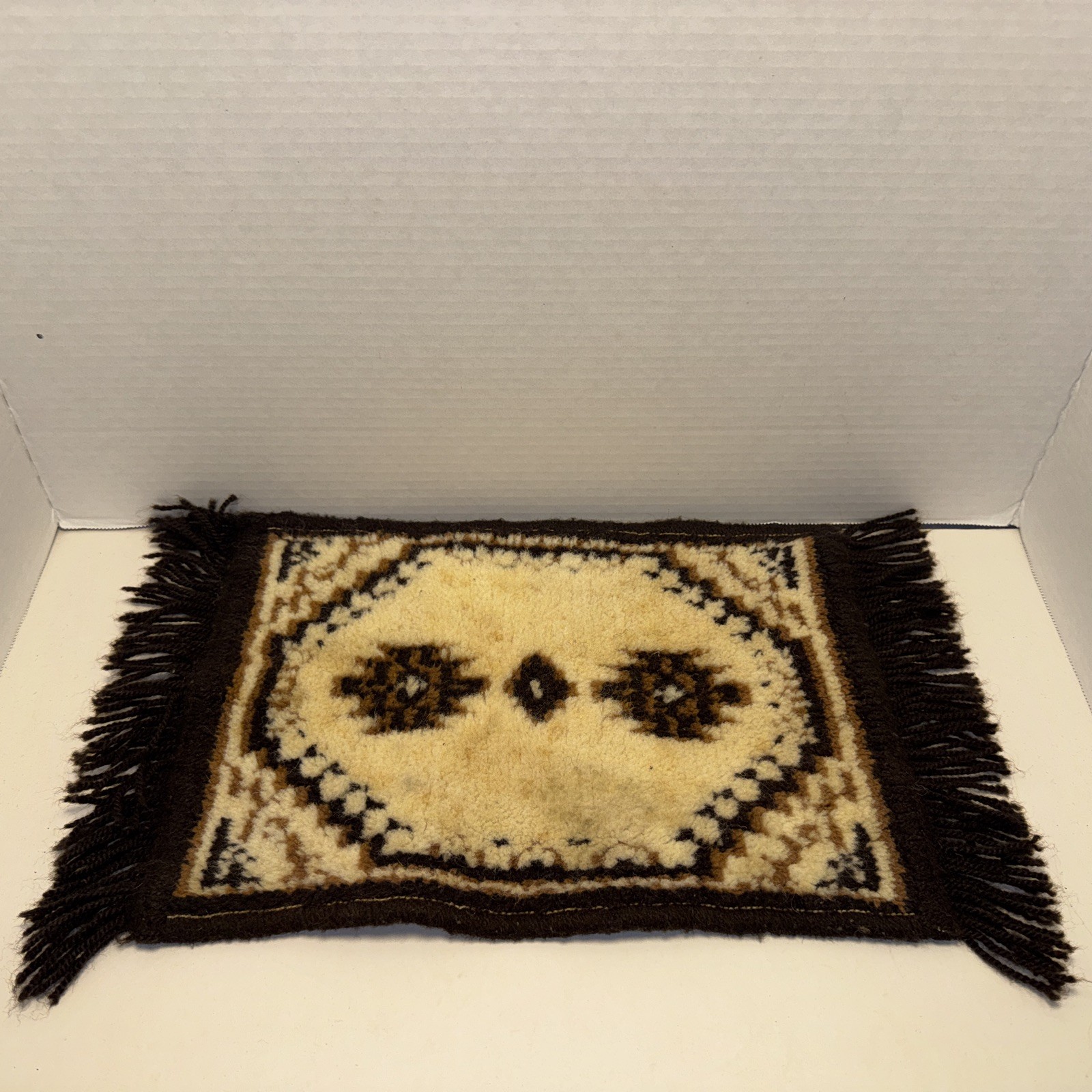 Vintage Handmade Aztec Miniature Wool Rug Brown And Tan Dollhouse Furniture gallery