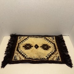 Vintage Handmade Aztec Miniature Wool Rug Brown And Tan Dollhouse Furniture
