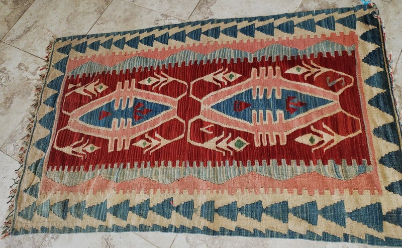 Antique KILIM Traditional Tribal Caucasian Hand Knotted LOTUS Wool 5'5" x 3'4" gallery