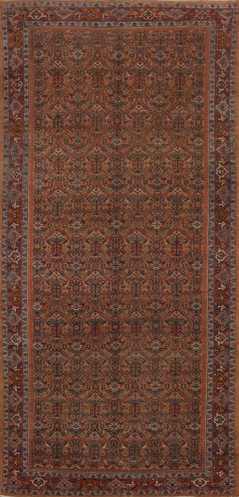 Antique Vegetable Dye Palace Size Rug Hand-knotted Rust Wool Carpet 8x17 gallery