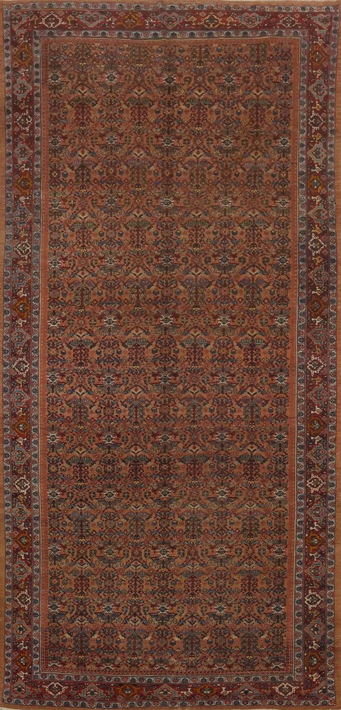 Antique Vegetable Dye Palace Size Rug Hand-knotted Rust Wool Carpet 8x17