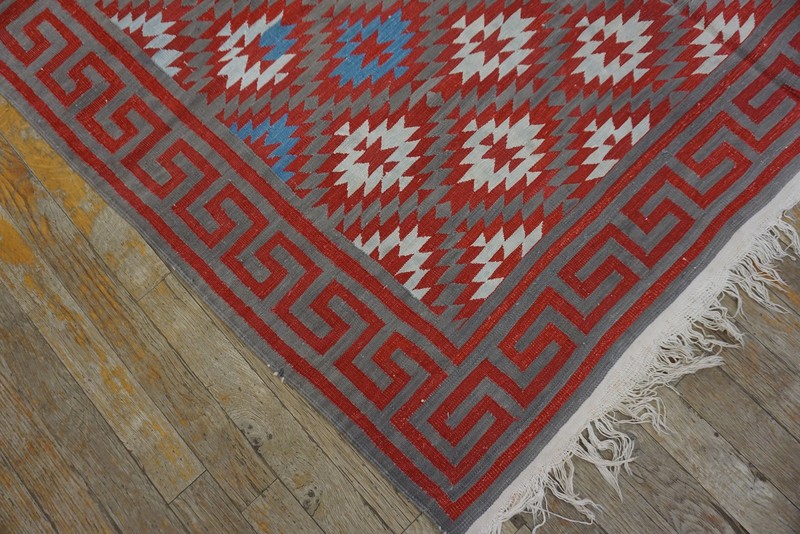 5X8 Vintage Indian Dhurries Gray Cotton Area Rug 1935 gallery