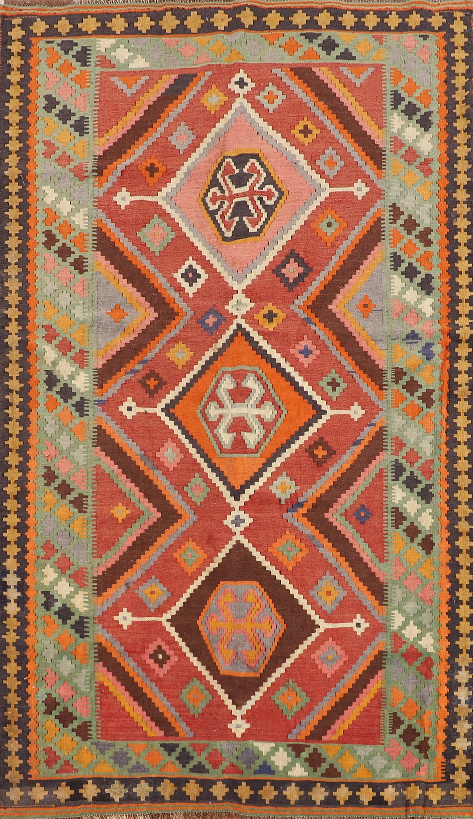 Vegetable Dye Kilim Area Rug 5x9 Ft Hand-Woven Oriental Tribal Wool Carpet gallery