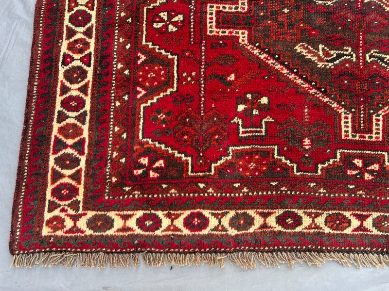 5x6 Wool Oriental Rug Red Blue Geometric Tribal Zanjan Hand Knotted 4'5 x 5'8 gallery