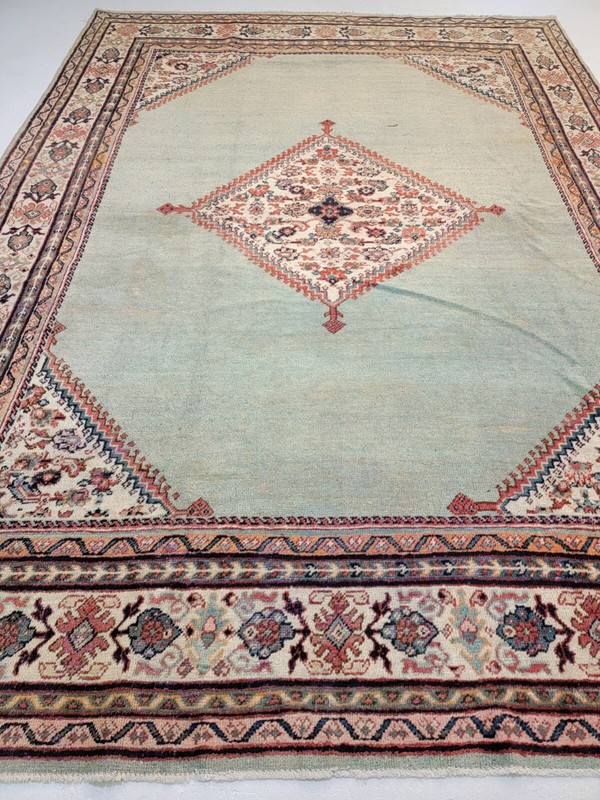 Antique Oriental Hand-Knotted Wool Area Rug Light Blue/Ivory/Red 8'8" x 11'8" gallery