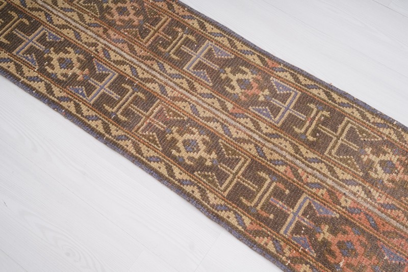 2x10 Rug, Knotted Turkish Wool Runner Rug, Neutral Vintage Oushak Rug Runner,886 gallery
