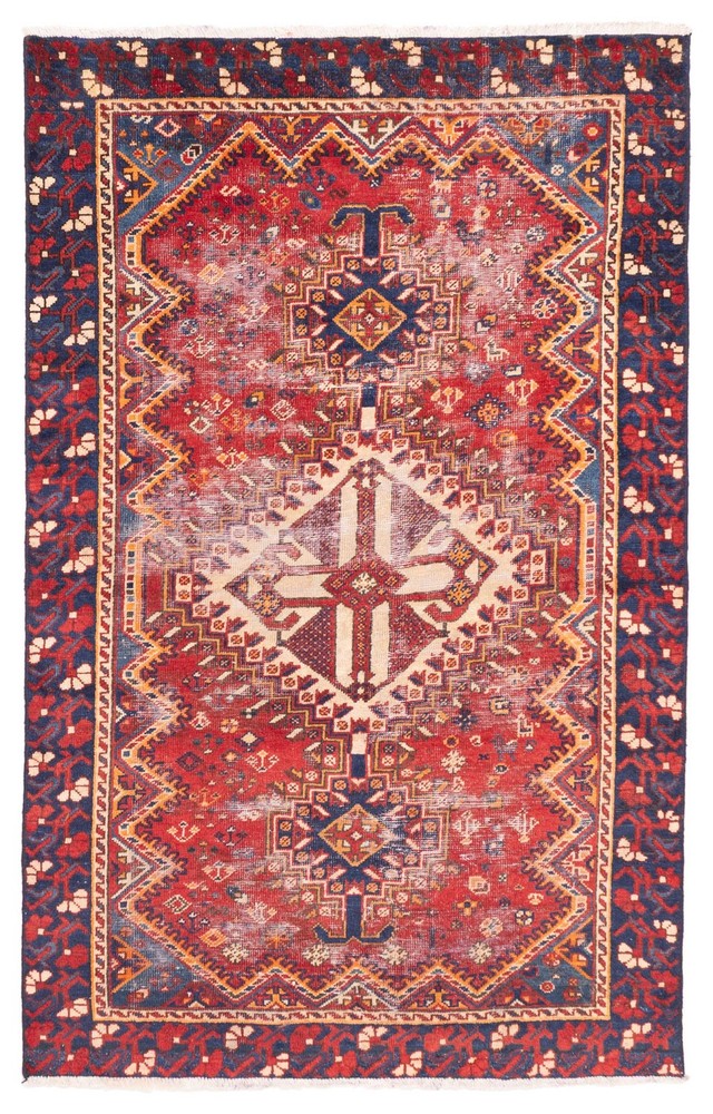 Vintage Hand-Knotted Area Rug 4'2" x 6'7" Traditional Wool Carpet