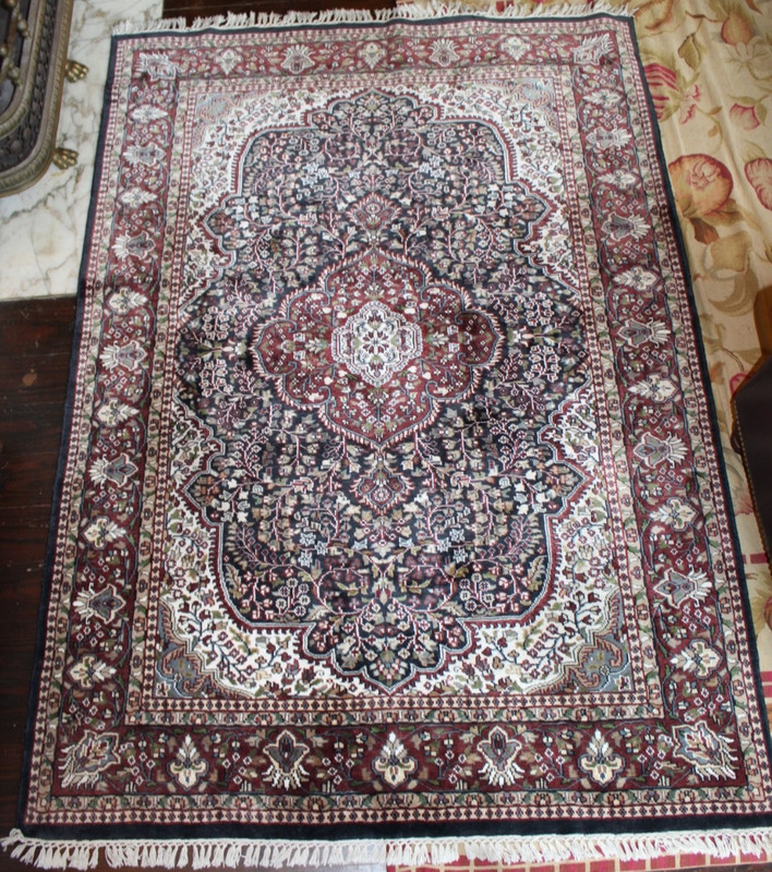 Vtg Oriental SILK Rug, Floral Medallion Design, Hand Knotted, 5'x7', EUC! gallery