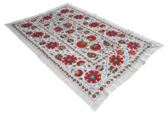 Uzbek Suzani Cover 57” x 88” Handmade Silk Embroidery Suzani Bedspread Cover