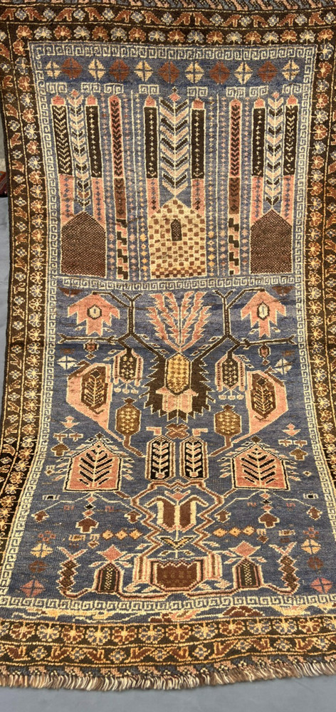 Vintage Gorgeous Natural Vegetable Dye Nomadic Maldari Prayer Rug