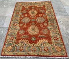 Modern Afghan Rug, Hand-Knotted Chobi Wool, Traditional Area Carpet (3×4 ft.)