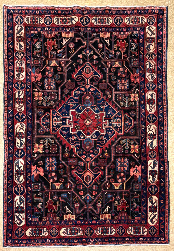 5x10 Tribal Nahavand Wool Hand Knotted Runner Rug Navy Blue Red Oriental Carpet gallery
