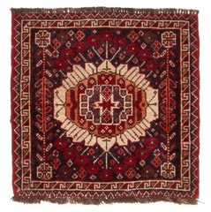 Vintage 1’10” x 1’10” Traditional Hand Knotted Vegetable Dye Wool Area Rug