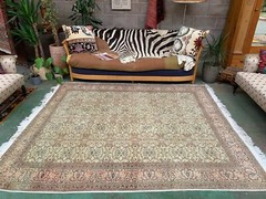 Vintage Square Turkish Rug 245×200 cm, Tribal Wool Carpet Large