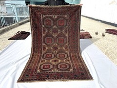 4×7 Antique Hand Knotted Baluchi Area Rug Brown Afghan Tribal Sarooq Wool Carpet