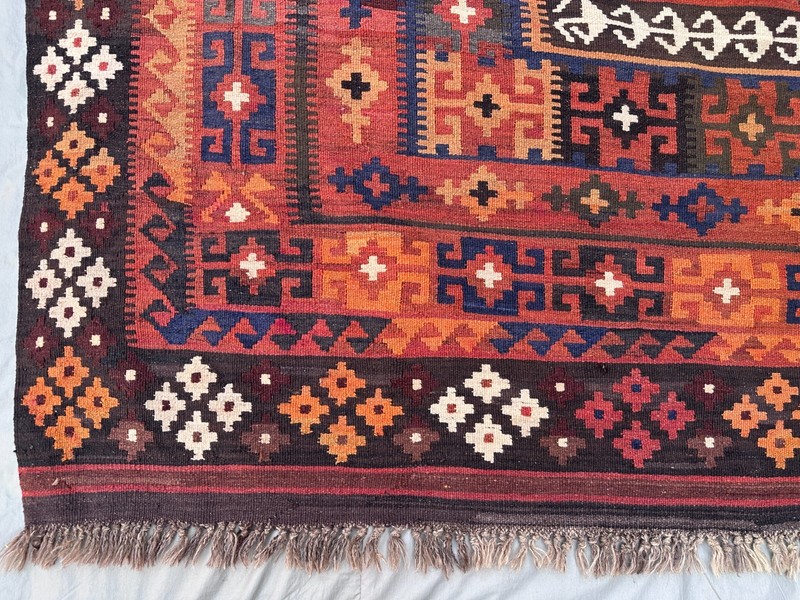 Rust Orange Faded Kilim Rug 7'11 x 10'4 Handmade Turkish Navajo Boho Area Rug gallery