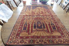 Vintage 1940 RUG 42 X 25 MOSQUE DOME CASTLE TEMPLE