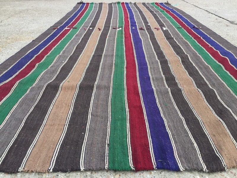 Vintage Turkish Kilim Kelim Rug 360x170cm shabby chic wool, country home, boho gallery