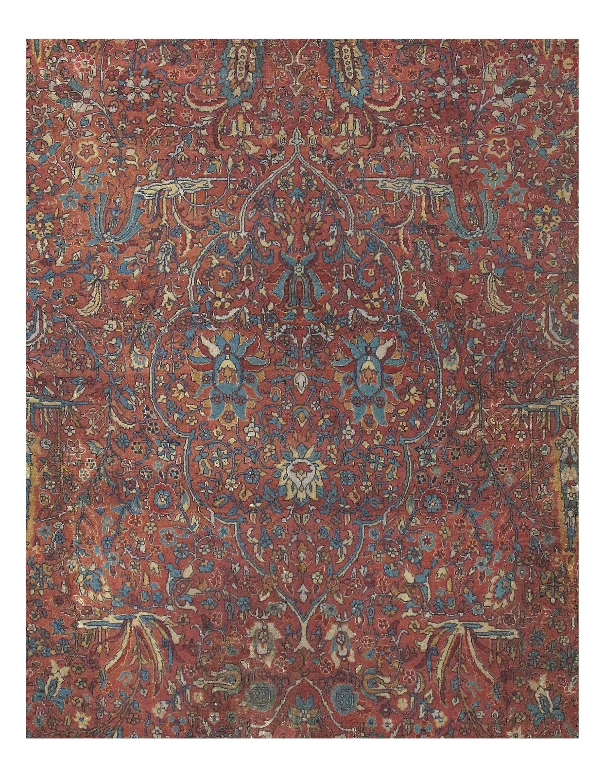 Rust Indian Antique Hand-Knotted Wool Agra Rug 11' X 14' gallery