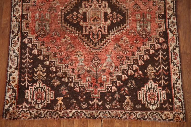 Antique Rug 4x5 ft.Geometric Qashqai Oriental Handmade Low Pile Wool Area Rug gallery