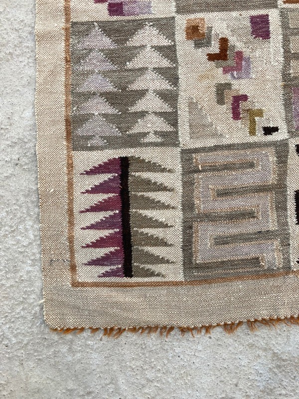 Vintage Handmade Traditional Turkish Anatolian Wool Kilim Area Rug 144x113 cm gallery