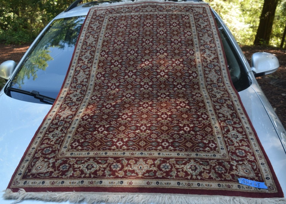 Hand Knotted 3x5 Wool Rug Rust Red Vintage Pakistani Oriental