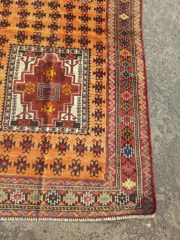 Vintage Hand Made Traditional Rug Oriental Wool Multicolor Carpet 205x110 cm gallery