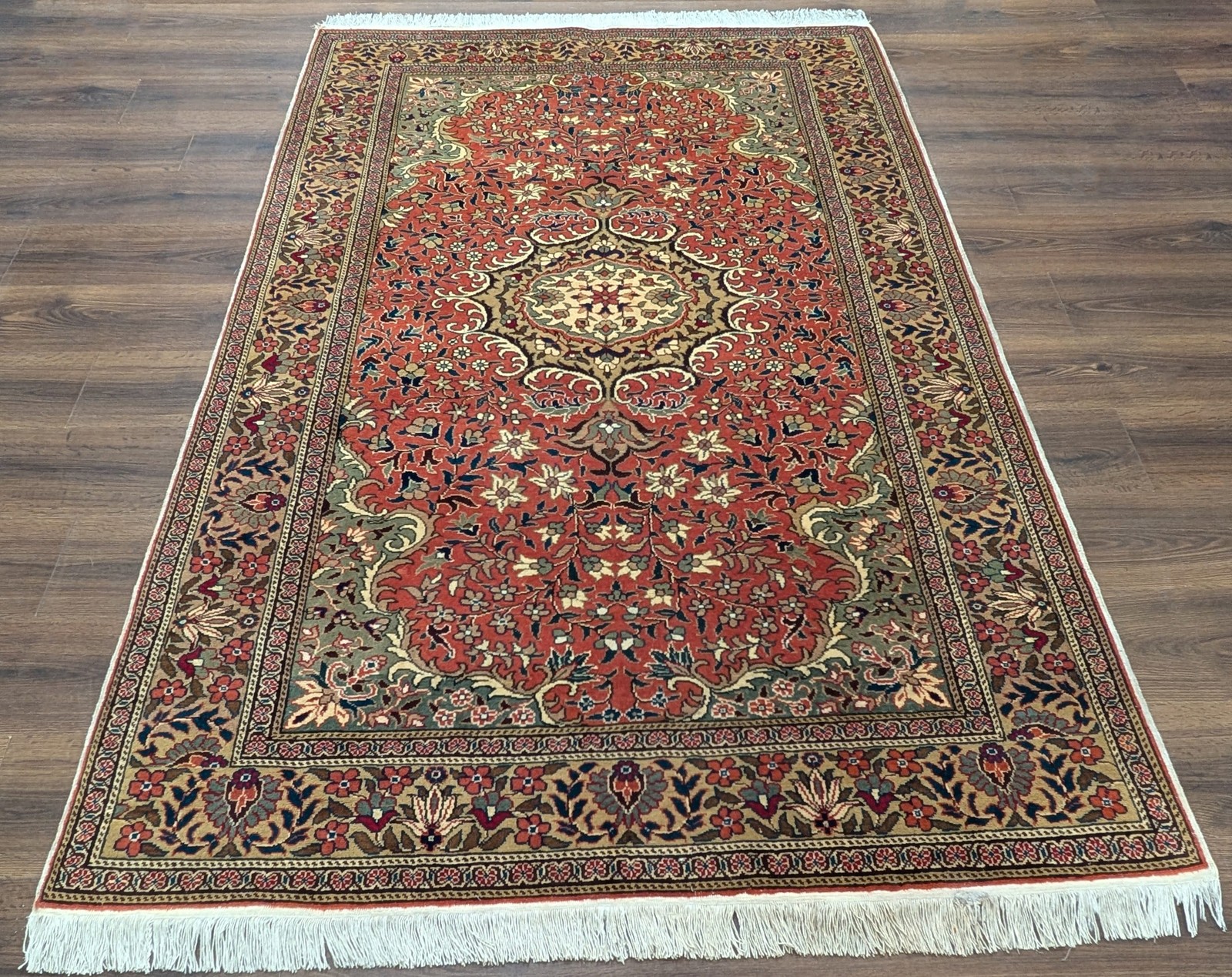 Turkish Sivas Rug 5x7, Medallion, Rust Red, Hand Knotted gallery