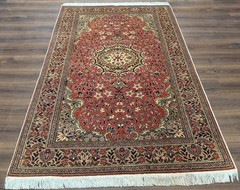 Turkish Sivas Rug 5×7, Medallion, Rust Red, Hand Knotted