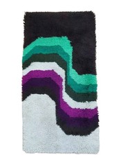 DESSO shag dralon Wool Rug purple green Carpet 60s 70s Vintage Mid-Century