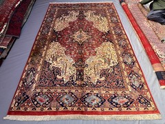 7’1×10’10 Ft Vintage Caucasian Hand-Knotted Wool Geometric Soft Pile Area Rug