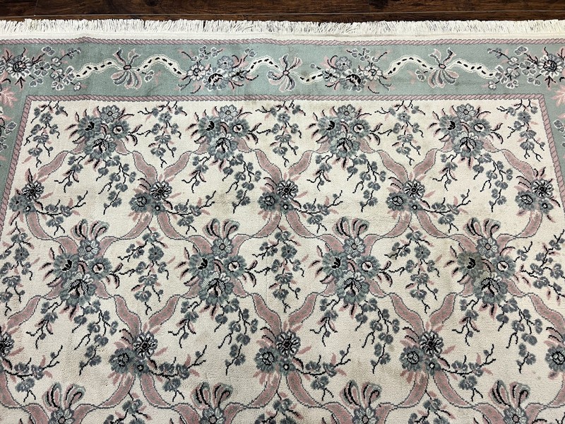 Belgium Power Loomed Rug 8x11, Ivory and Green, Wool Carpet, Floral gallery