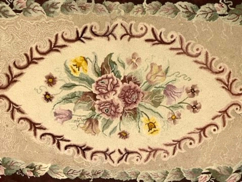 Old 1950s Hooked Rug Signed, Dated gallery