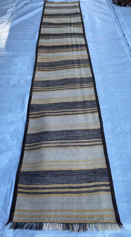 2x11 ft Striped Afghan Geometric Runner Tribal Hallway Handwoven Wool Area Rug