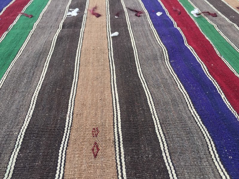 Vintage Turkish Kilim Kelim Rug 360x170cm shabby chic wool, country home, boho gallery