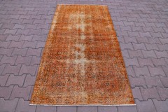 Traditional Handwoven Ethnic Accent Rug Turkish Overdyed Kitchen Carpet 4x7ft