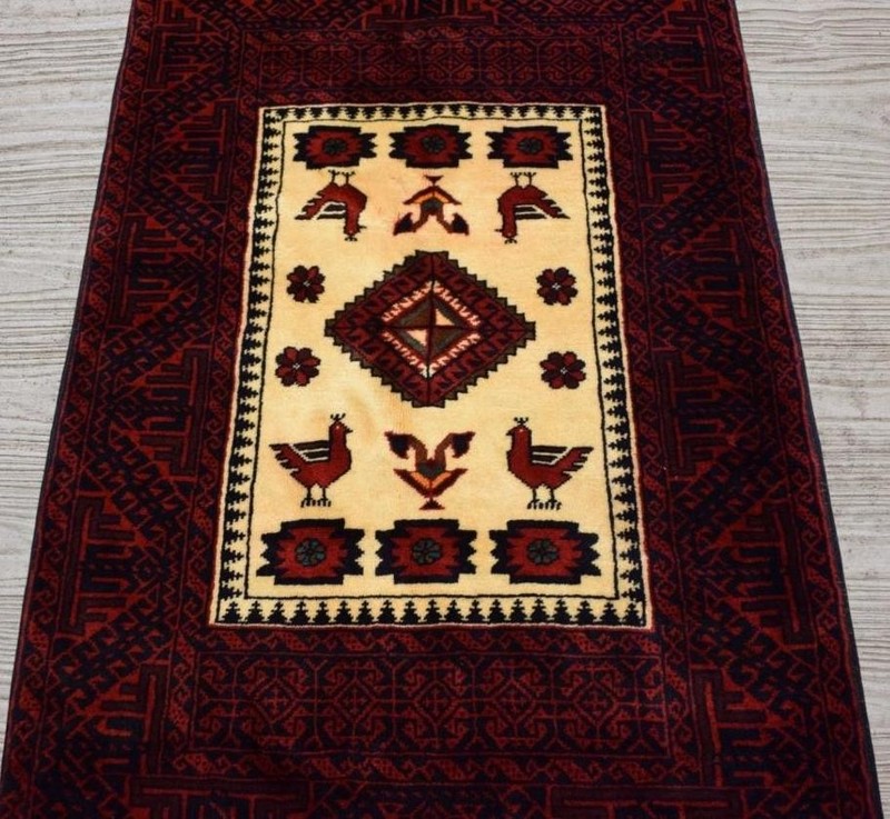 2'10 x 5'3 Top Quality Bird Design Vintage Oriental Handmade Wool Area Rug 3 x 5 gallery