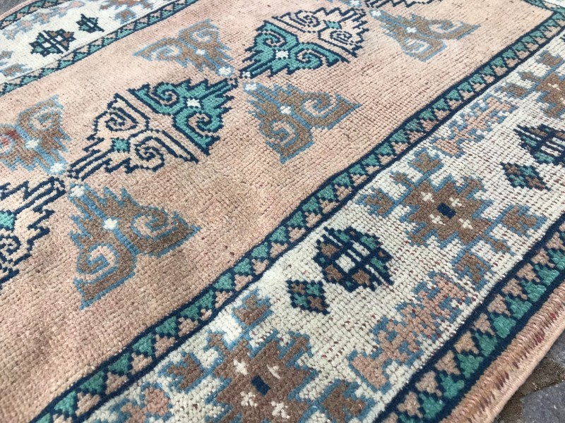Turkish Vintage Rug, Home Decor Rug, Boho Decor Rug, Oushak Kilim Rug,2,7x3,9 ft gallery