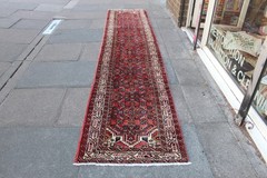 Vintage Hand Made Traditional Oriental Wool Red Narrow Long Runner 404x80cm