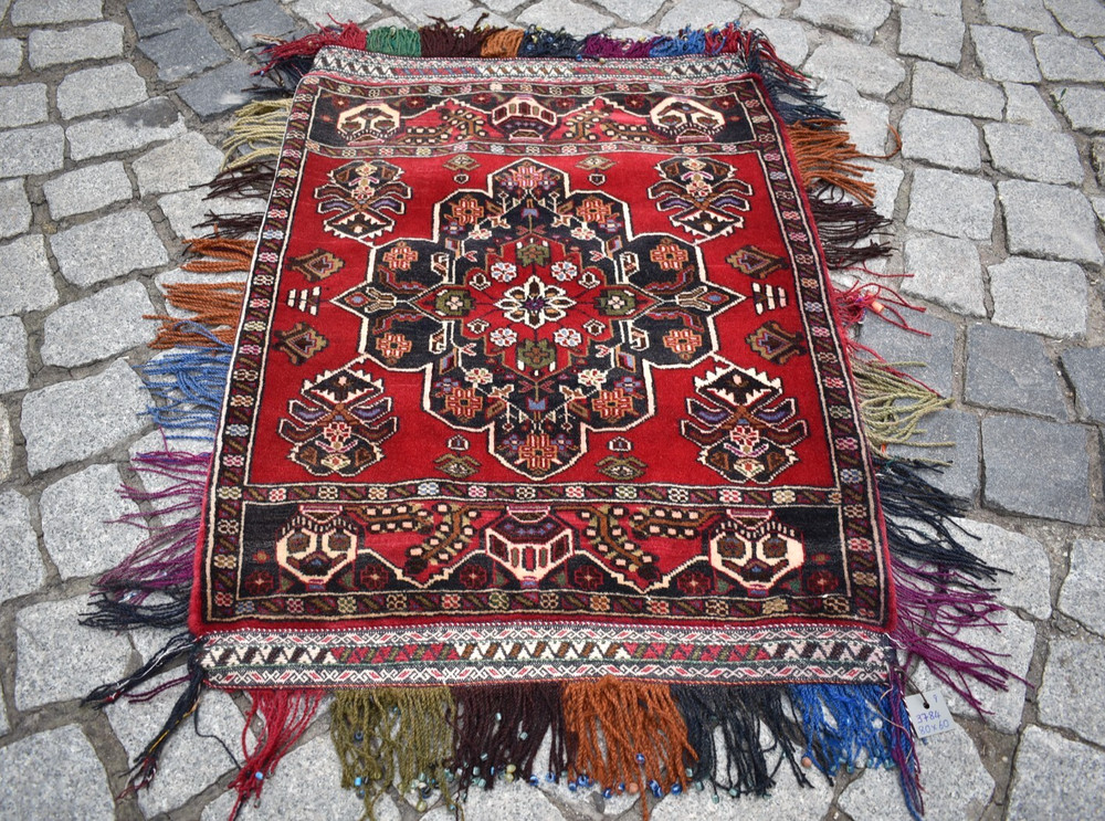 Vintage Tribal Yastik Rug 23'' x 31'' Awesome Tribal Mafrash Yastik Wool Rug