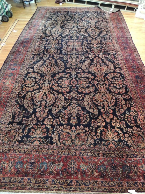 12x22 RARE OVERsize Antique Palace Sarough Sarouk Oriental Area Rug Navy Red gallery