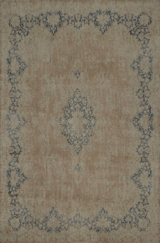 Muted Distressed Area Rug 10x13 Traditional Hand-knotted Wool Living Room Carpet