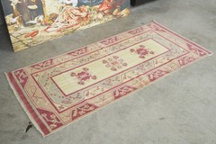 2×5 Turkish Area Rug Hand-Knotted Vintage Neutral Wool Rug Oushak Carpet,836